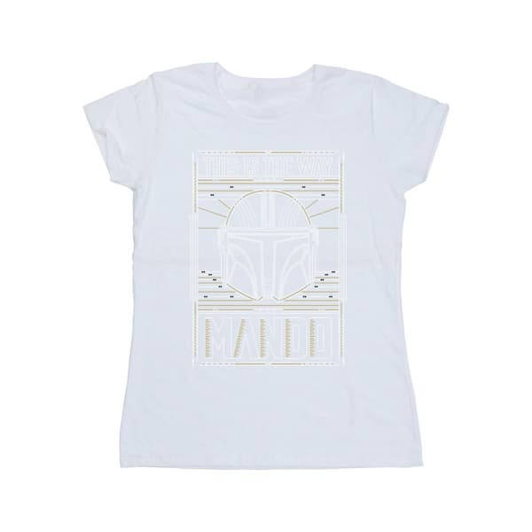 Star Wars Dam/Tjej The Mandalorian The Way Outline Helm Bomulls-T-shirt