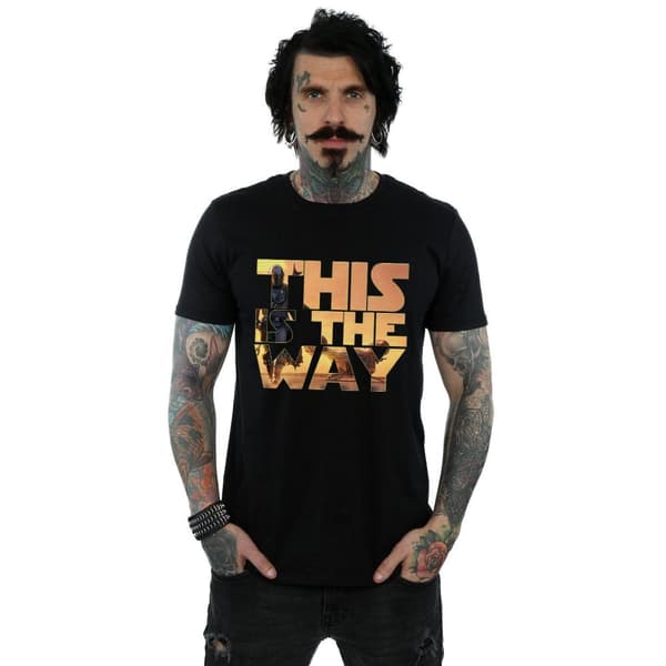 Star Wars Mens The Mandalorian The Way Poster Text T-Shirt