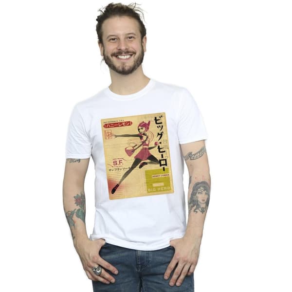 Disney Mens Big Hero 6 Baymax Honey Lemon Newspaper T-Shirt