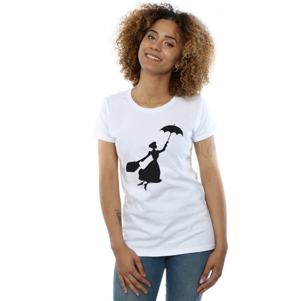 Disney Dam/Tjej Mary Poppins Flygande Silhuett Bomulls-T-shirt