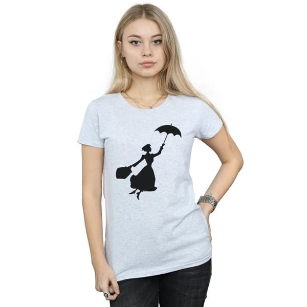 Disney Dam/Tjej Mary Poppins Flygande Silhuett Bomulls-T-shirt