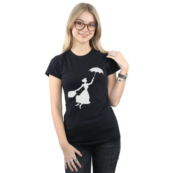 Disney Womens/Ladies Mary Poppins Flying Silhouette Cotton T-Shirt