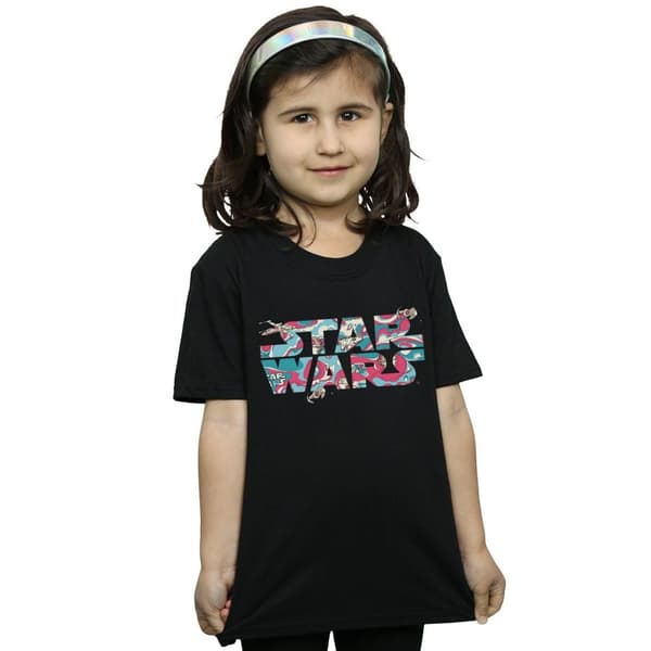Star Wars T-shirt i bomull med Wavy Ship-logotyp för flickor