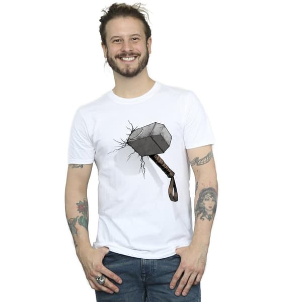 Marvel Universe Mens Thor Hammer Crack T-Shirt