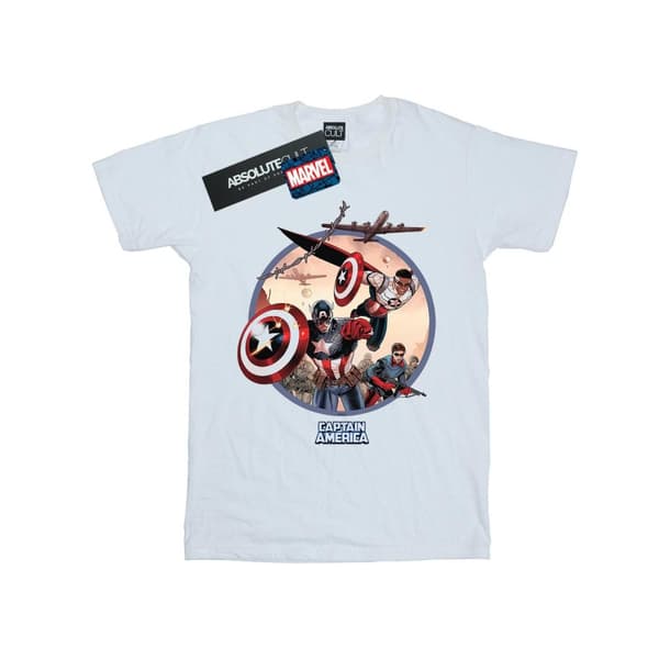 Marvel T-shirt i bomull med Captain America och Falcon i strid