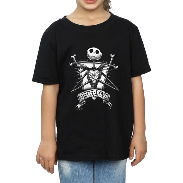 Disney Nightmare Before Christmas Misfit Love bomulls-T-shirt för flickor