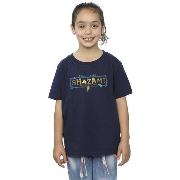 DC Comics Shazam Fury Of The Gods - T-shirt i bomull med gyllene logotyp för flickor