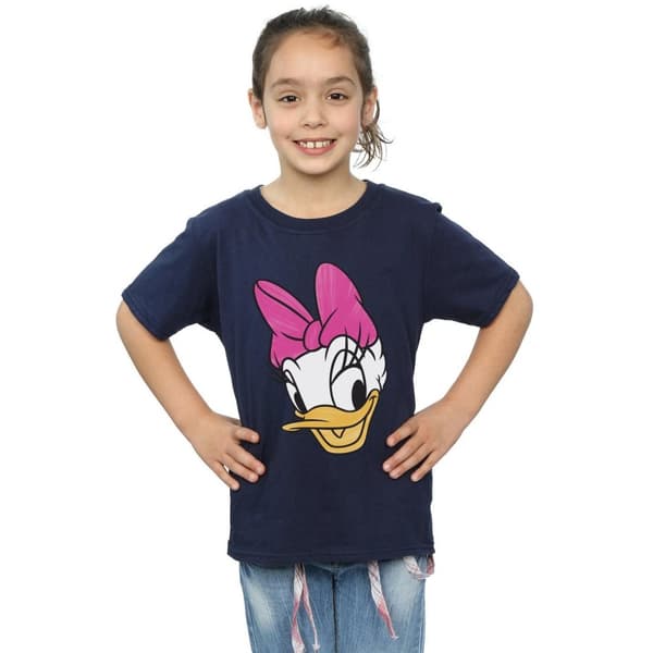 Disney T-shirt i bomull med målat ankhuvud för flickor