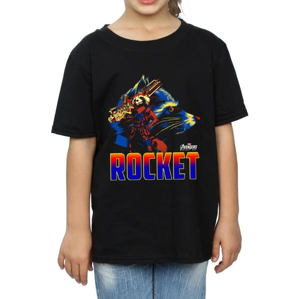 Marvel T-shirt i bomull med Rocket-figur från Avengers Infinity War för tjejer