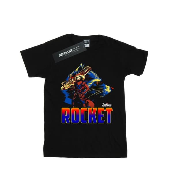 Marvel T-shirt i bomull med Rocket-figur från Avengers Infinity War för tjejer Black 5-6 Years