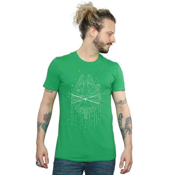 Star Wars Mens Millennium Falcon Christmas Tree Delivery T-Shirt