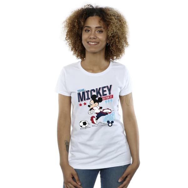 Disney Womens/Ladies Mickey Mouse Team Mickey Football Cotton T-Shirt