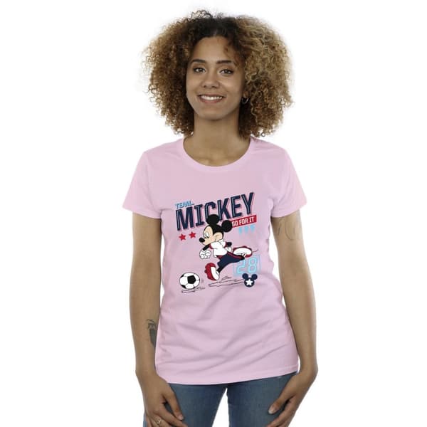 Disney Womens/Ladies Mickey Mouse Team Mickey Football Cotton T-Shirt