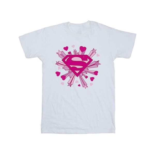 DC Comics Herr Superman - rosa t-shirt med hjärtan och stjärnor och logotyp