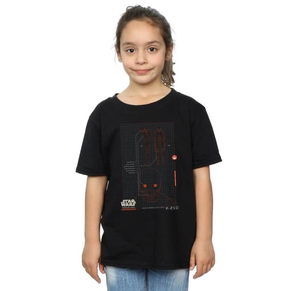 Star Wars Rogue One K-2SO Schematic bomulls-T-shirt för flickor