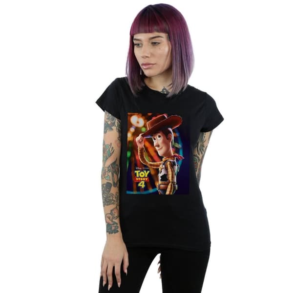 Disney Womens/Ladies Toy Story 4 Woody Poster Cotton T-Shirt