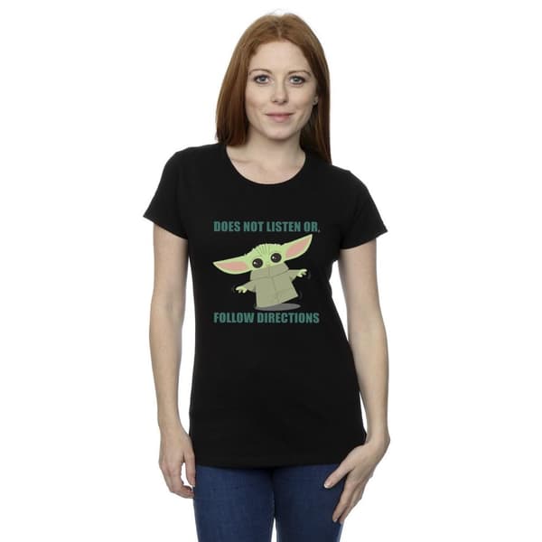 Star Wars Dam/Tjej The Mandalorian Grogu lyssnar inte T-shirt i bomull