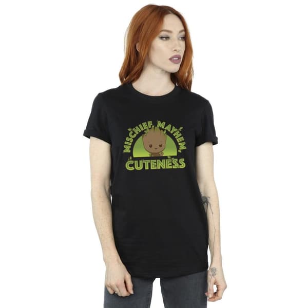 Marvel Womens/Ladies I Am Groot Mischief Mayhem Cotton Boyfriend T-Shirt