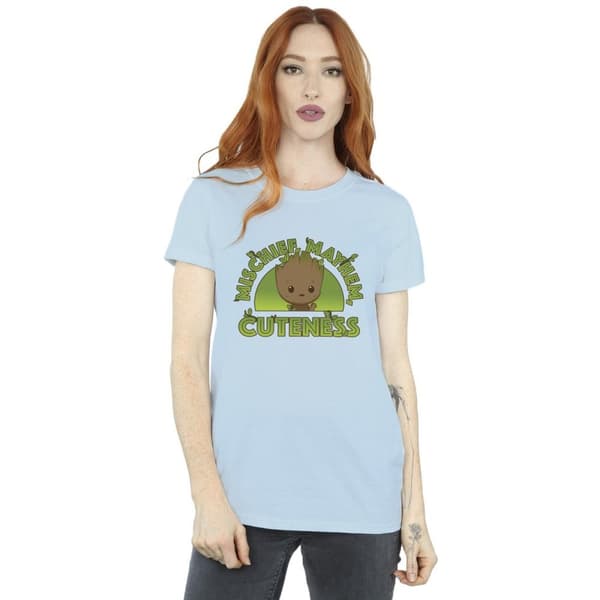 Marvel Womens/Ladies I Am Groot Mischief Mayhem Cotton Boyfriend T-Shirt