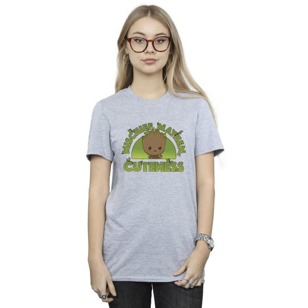 Marvel Womens/Ladies I Am Groot Mischief Mayhem Cotton Boyfriend T-Shirt