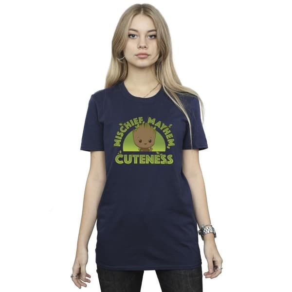 Marvel Womens/Ladies I Am Groot Mischief Mayhem Cotton Boyfriend T-Shirt