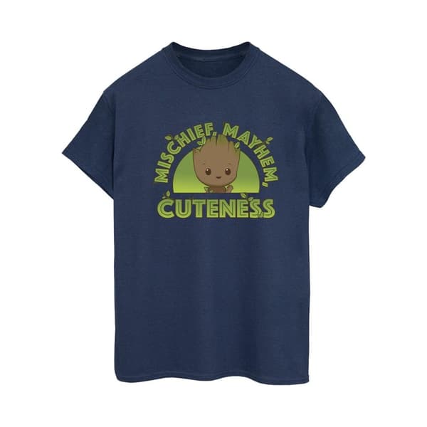 Marvel Womens/Ladies I Am Groot Mischief Mayhem Cotton Boyfriend T-Shirt