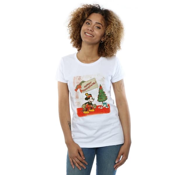 Disney Dam/Tjej Musse Pigg Vintage Christmas T-shirt i bomull