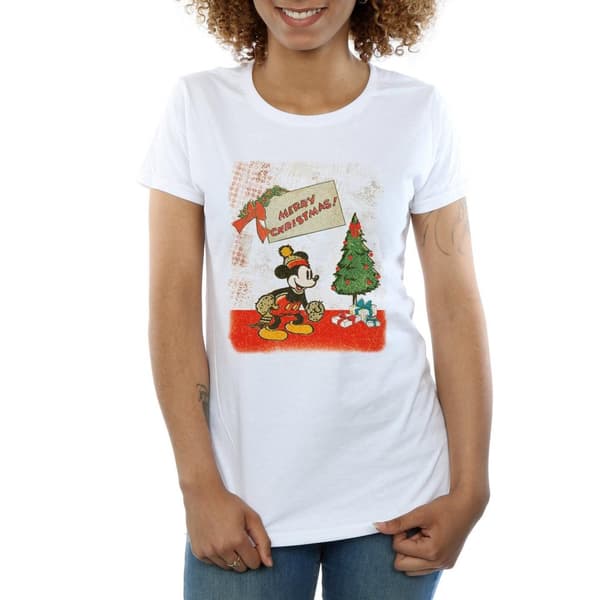 Disney Dam/Tjej Musse Pigg Vintage Christmas T-shirt i bomull