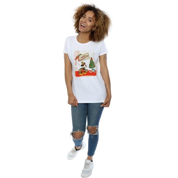 Disney Dam/Tjej Musse Pigg Vintage Christmas T-shirt i bomull