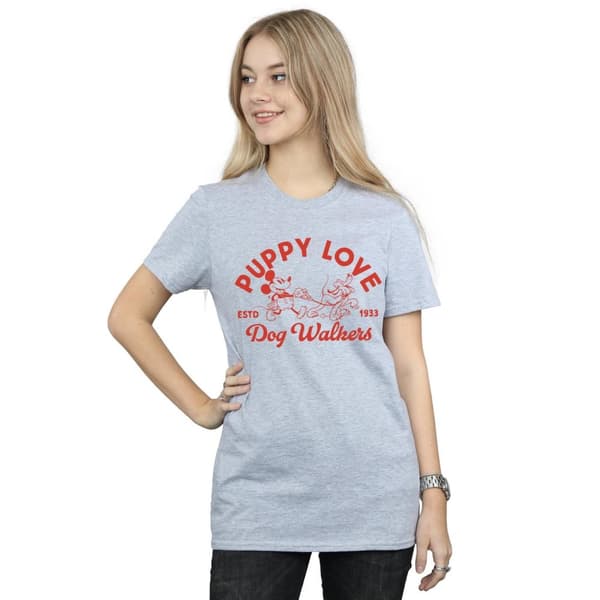 Disney Dam/Tjej Musse Pigg Puppy Love Boyfriend T-shirt i bomull