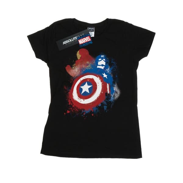Marvel Womens/Ladies Captain America Civil War Painted Vs Iron Man Cotton T-Shirt