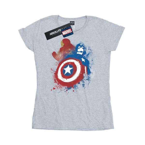 Marvel Womens/Ladies Captain America Civil War Painted Vs Iron Man Cotton T-Shirt
