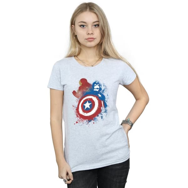 Marvel Womens/Ladies Captain America Civil War Painted Vs Iron Man Cotton T-Shirt