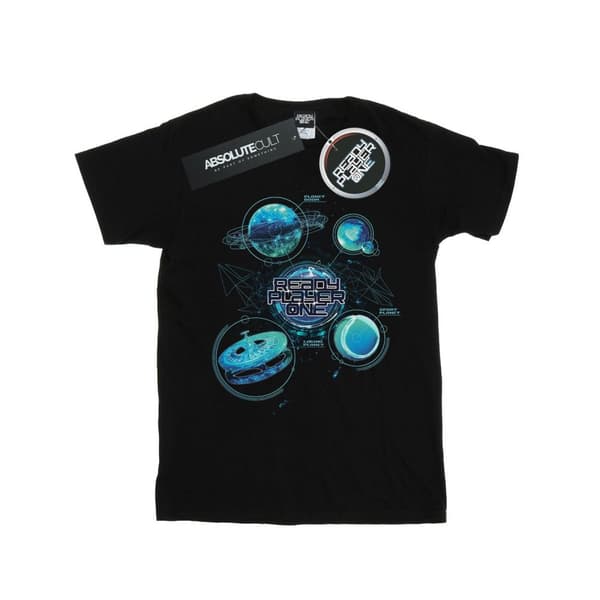 Ready Player One T-shirt i bomull med karta över universum för flickor Black 7-8 Years