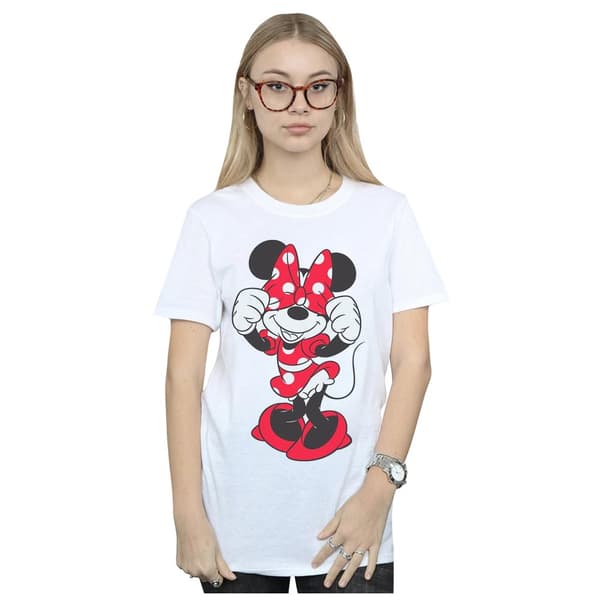 Disney Womens/Ladies Minnie Mouse Bow Eyes Cotton Boyfriend T-Shirt