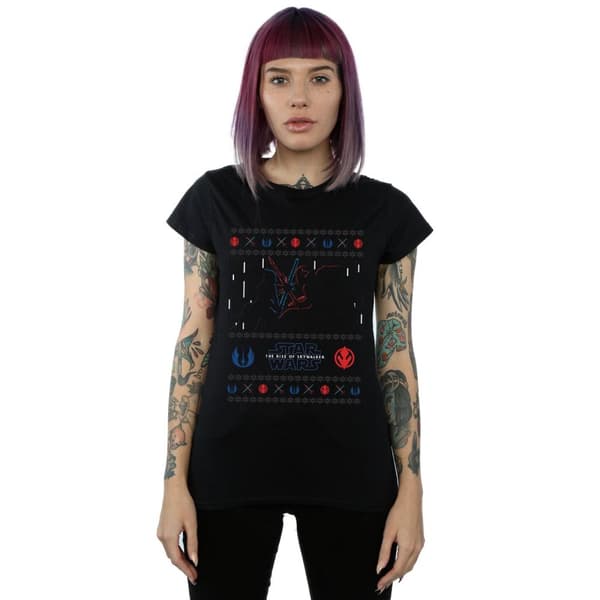 Star Wars Womens/Ladies The Rise Of Skywalker Christmas Combat Cotton T-Shirt