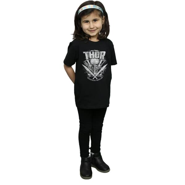Marvel Girls Thor Ragnarok Hammer Logo Cotton T-Shirt