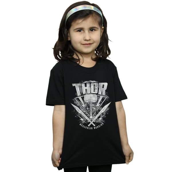 Marvel Girls Thor Ragnarok Hammer Logo Cotton T-Shirt