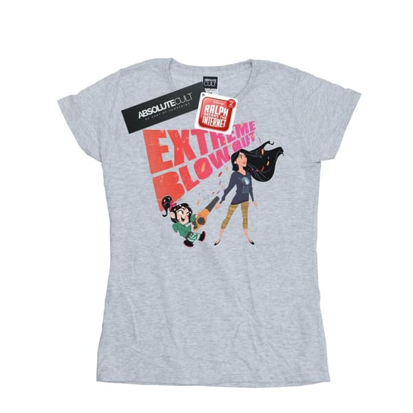 Disney Womens/Ladies Wreck It Ralph Pocahontas And Vanellope Cotton T-Shirt Sports Grey L