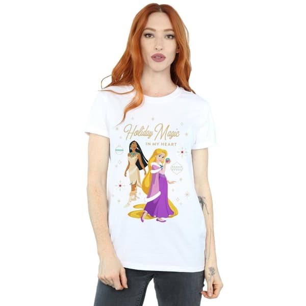Disney Dam/Tjej Princess Holiday Magic In My Heart Boyfriend T-shirt i bomull