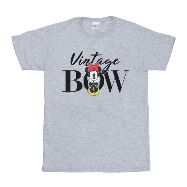 Disney Girls Minnie Mouse Vintage Bow Cotton T-Shirt Sports Grey 5-6 Years