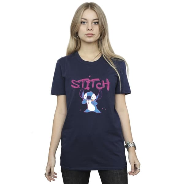 Disney Womens/Ladies Lilo And Stitch Graffiti Cotton Boyfriend T-Shirt
