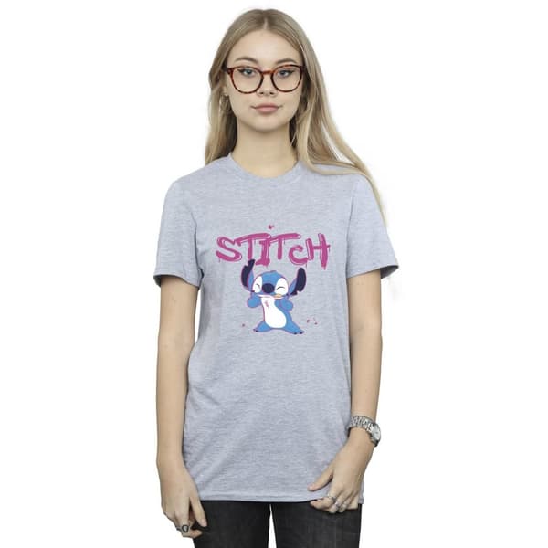 Disney Womens/Ladies Lilo And Stitch Graffiti Cotton Boyfriend T-Shirt