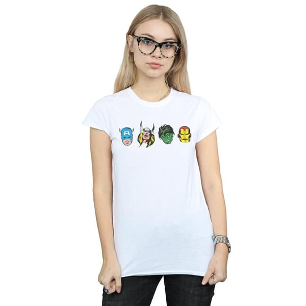 Marvel Womens/Ladies Avengers Comic Heads Cotton T-Shirt