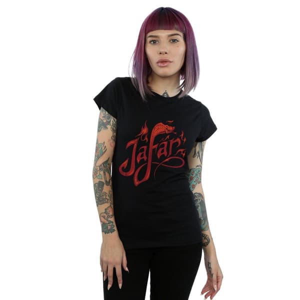 Disney Dam/Tjej Aladdin Movie Jafar Flames Logo Bomulls-T-shirt