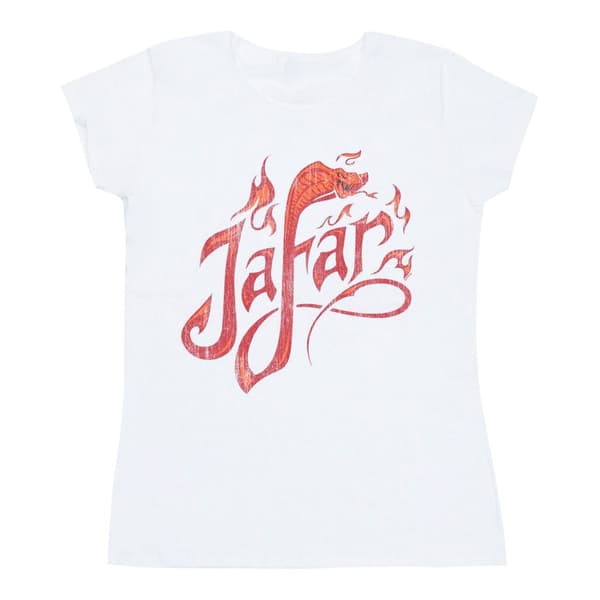 Disney Dam/Tjej Aladdin Movie Jafar Flames Logo Bomulls-T-shirt