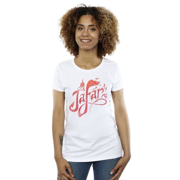 Disney Dam/Tjej Aladdin Movie Jafar Flames Logo Bomulls-T-shirt