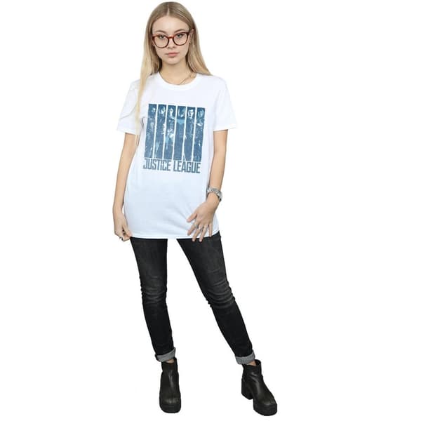 DC Comics Womens/Ladies Justice League Movie Double Indigo Cotton Boyfriend T-Shirt