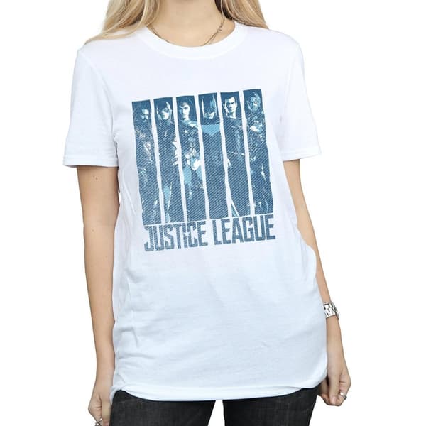DC Comics Womens/Ladies Justice League Movie Double Indigo Cotton Boyfriend T-Shirt