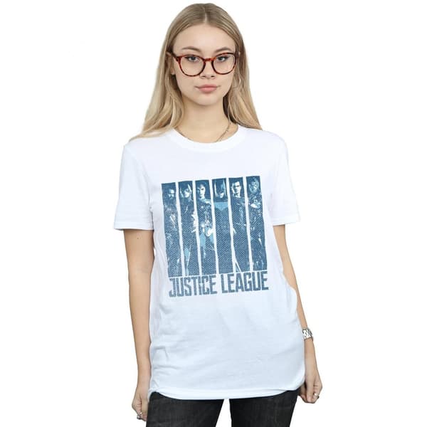 DC Comics Womens/Ladies Justice League Movie Double Indigo Cotton Boyfriend T-Shirt